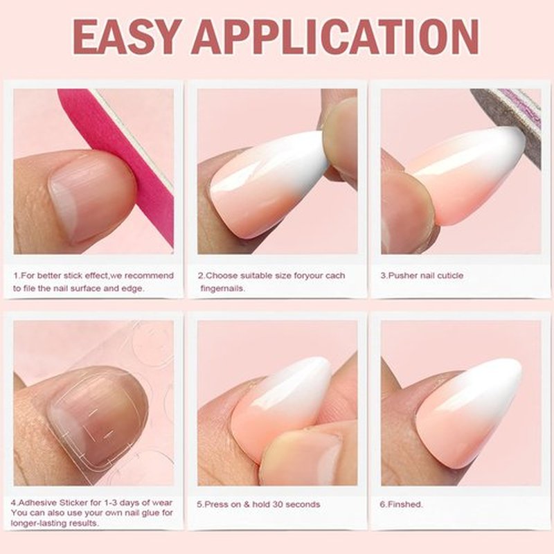 240pc Ombre Press on Nails Short Square Fake Nails with Tabs File, Square Nails Press ons Ombre Acrylic Nails Short Glue on Nails Full Cover False Artificial Stick on Nails for Women Girls