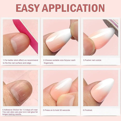 240pc Ombre Press on Nails Short Square Fake Nails with Tabs File, Square Nails Press ons Ombre Acrylic Nails Short Glue on Nails Full Cover False Artificial Stick on Nails for Women Girls