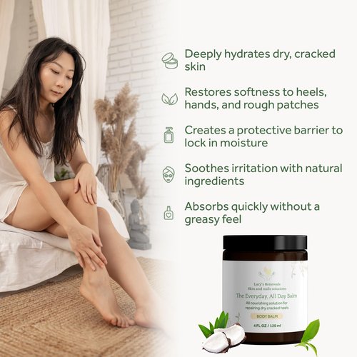 The Everyday, All Day Balm – Intense Moisturizer for Cracked Heels, Dry Skin & Body Care | Natural Shea Butter, Tea Tree & Coconut Oil | Paraben-Free (4 FL OZ)