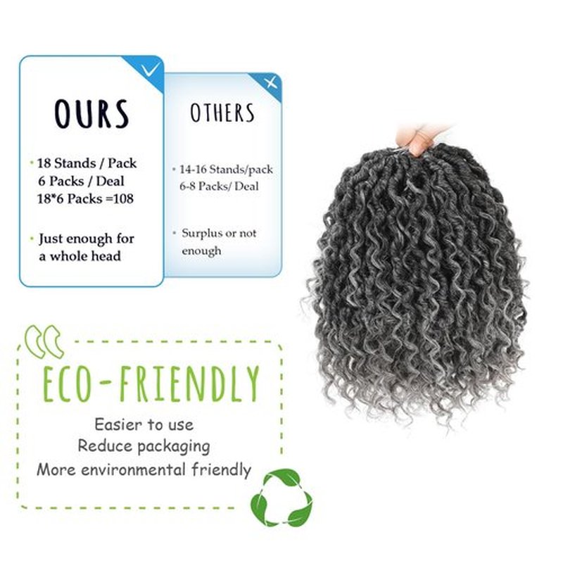 Forevery Goddess Locs Crochet Hair 12 Inch Faux Locs Crochet Hair for Black Women Pre looped Long-Lasting & Low-Maintenance 6 Packs Gray Boho Crochet Locs with Curly Ends for Full Head