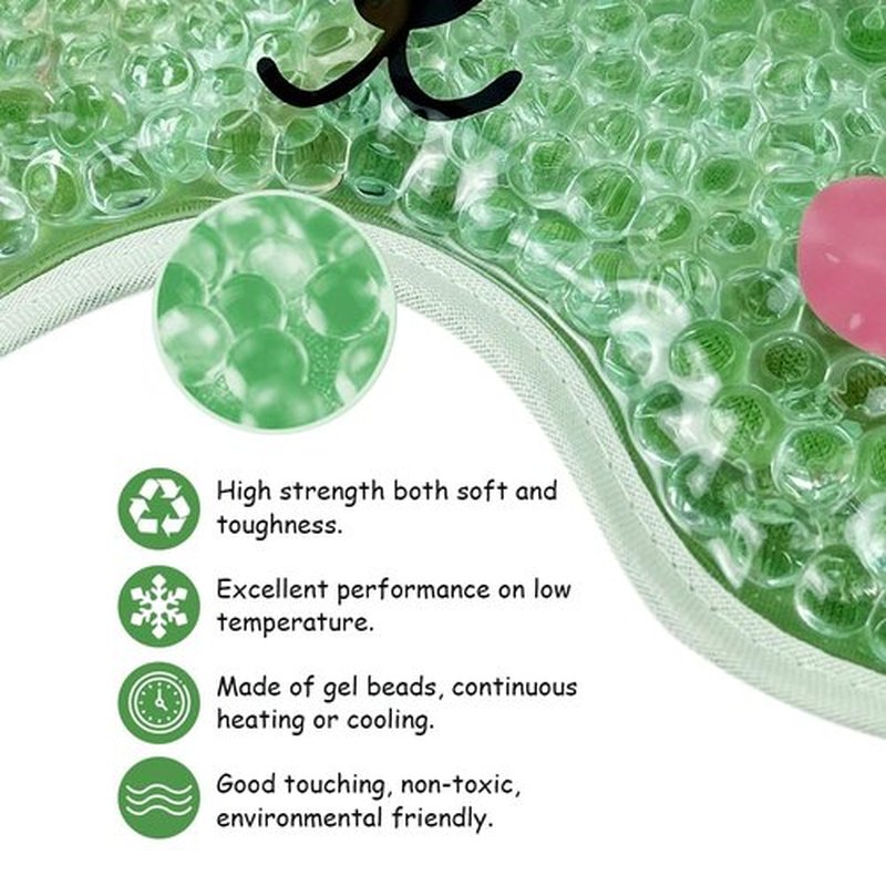 CONBELLA Kids Ice Packs 2 Packs Cooling Eye Mask with Soft Plush Backing for Children Boo Boos Sinus Headache Fever Patch for Kids (Green+Grey)