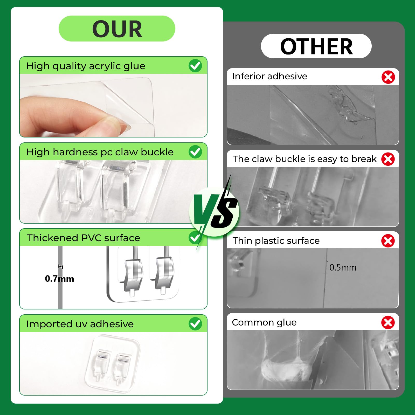 DSJIFGEW 9 Pack Shower Caddy Adhesive Replacement Strips, Heavy Duty Clear Waterproof Sticky Hooks, No Drilling Wall Mount for Shower Shelves, Bathroom Storage, Kitchen Rack & Soap Holder