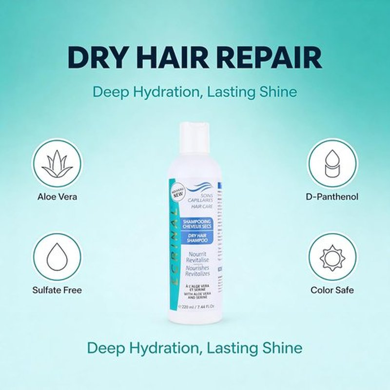 Ecrinal Dry Hair Repair Shampoo - Nourishing Formula for Damaged Hair | 220ml