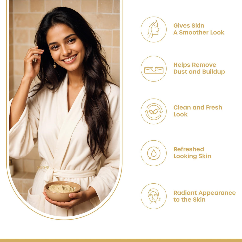 DPetals Fuller's Earth Powder for Face, Skin and Hair, Pure & Natural, Multani Mitti, Chemical Free 3.5 Oz | 100 g Pack