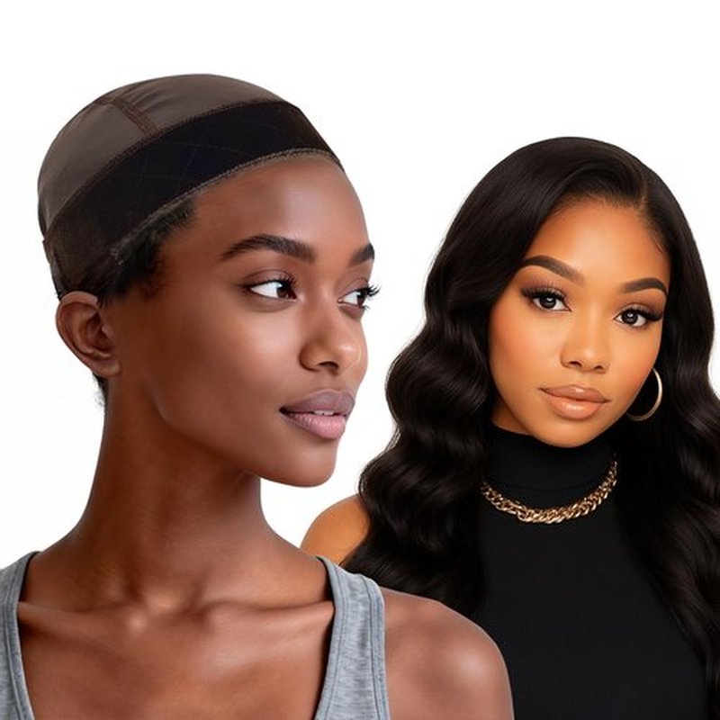 Labhairs Wig Grip Cap with Lace Edge – Non Slip Adjustable Wig Cap with Grip Band for Women, Glueless Breathable Under Wig Cap for Natural Hairline, One Size Fits All, Brown