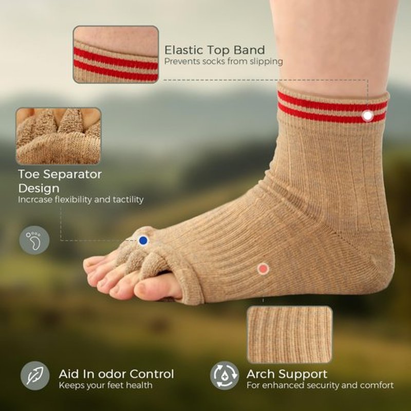 burning barefoot Toe Separator Socks,Foot Alignment Sock for Health Care, Pain Relief, Bunion Corrector, Breathable Toe Socks