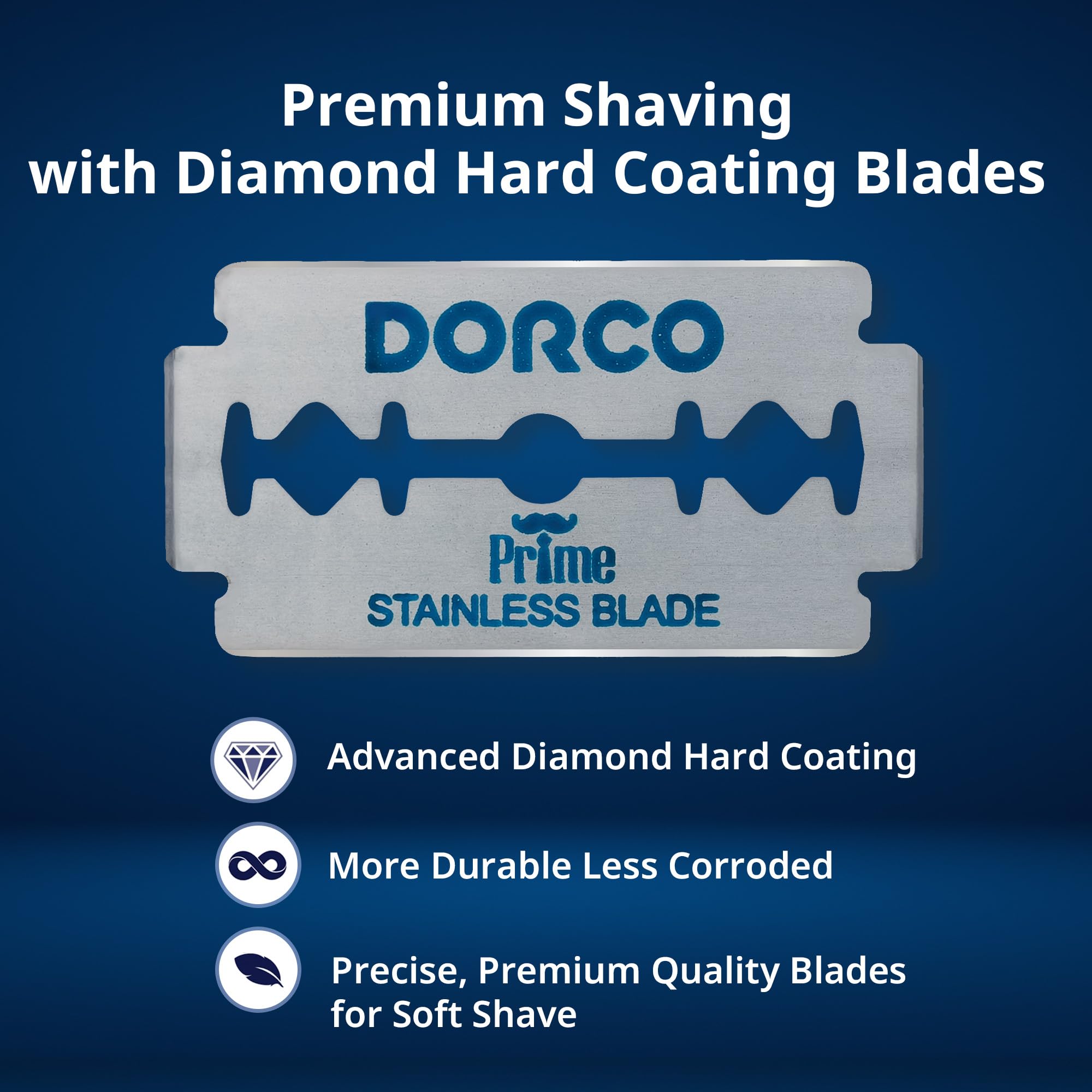 Dorco STP301 Prime Platinum Extra Double Edge Razor Blades 200 Count, Premium Stainless Steel Shaving Blades, Super Sharp for Smooth, Precise Shave, Stocking Stuffers