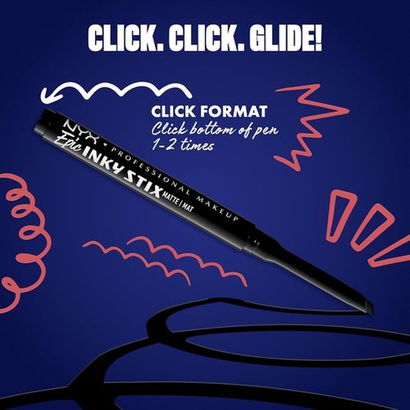 NYX Professional Makeup Epic Inky Stix Eyeliner - Waterproof Cream Gel Formula | 24HR Long-Lasting - 01 Black Screen