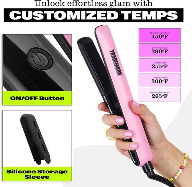 Trademark Beauty Cosmic Iron - Pink Straightener Styling Tool for Perfect Hair