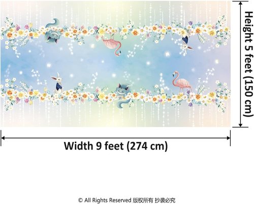 Cheerland Floral Tablecloth - 9x5 ft Alice in Wonderland Theme for Easter & Birthday Celebrations