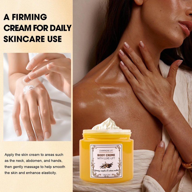 Xaninp Champagne Body Cream, Champagne Lift Body Creme with Firming Complex & Pink Pepperslim, Deep Hydration & Smoothing Body Cream, Firms & Lifts Arms & Legs, Hydrates Dry Skin, Vanilla Scent
