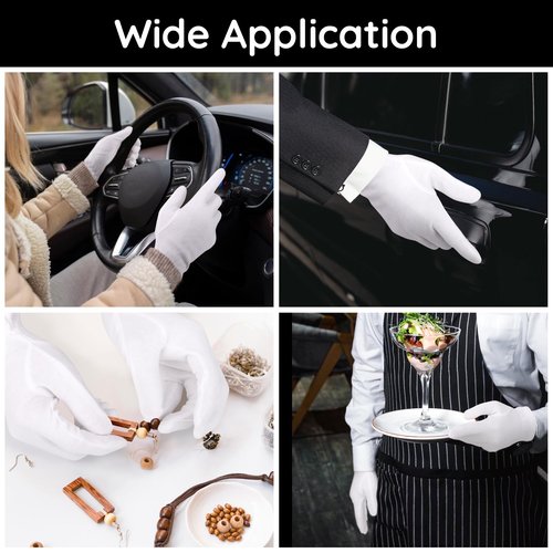 Segbeauty 24 Count White Cotton Hand Gloves with Elastic Band, Extra Large Lotion Moisturizing Gloves (12 Pairs) for Men and Women, Dry Skin Care Overnight Sleeping Gloves