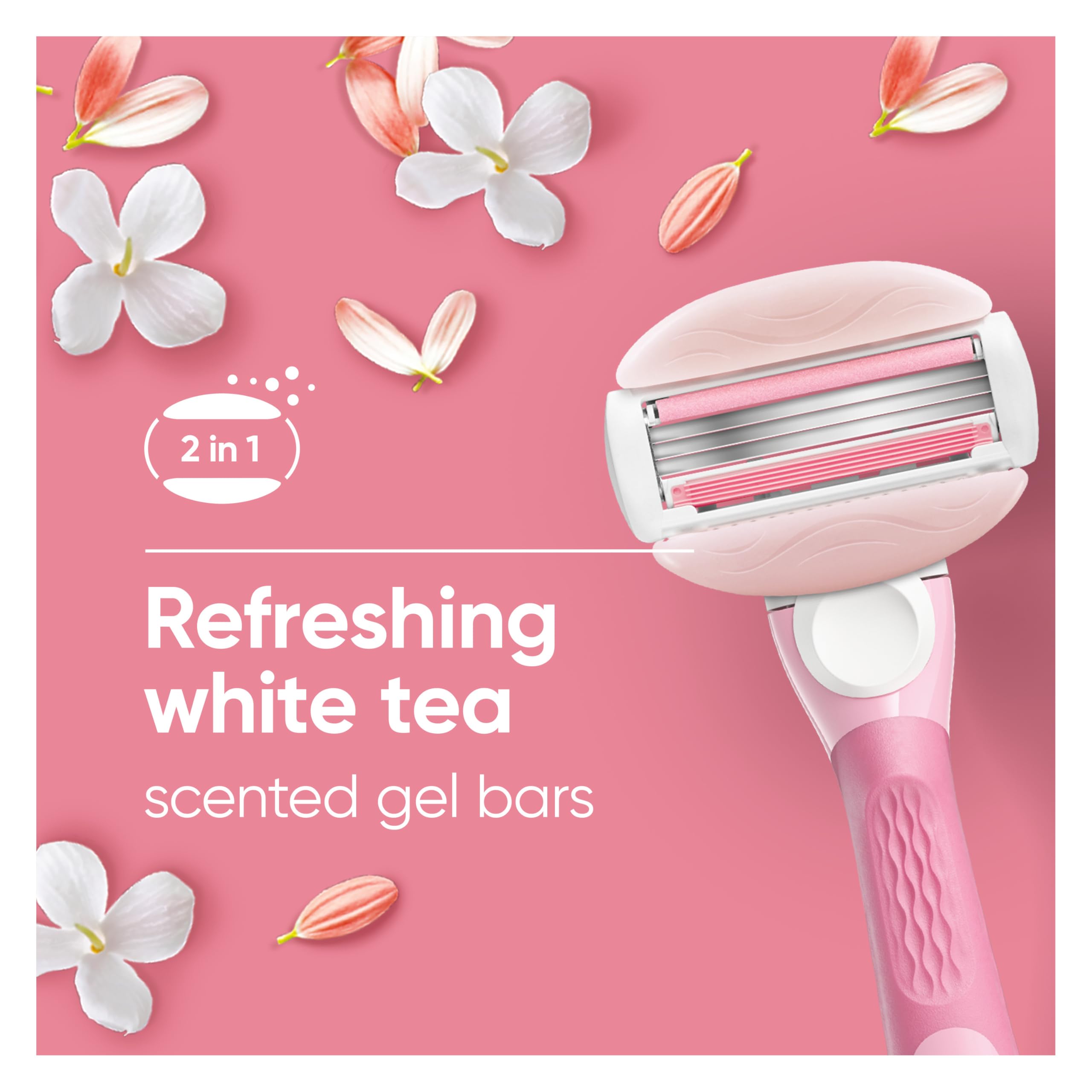 Gillette Venus ComfortGlide White Tea Women's Razor Blades, 3-Blade Razor Refills, 6 Count
