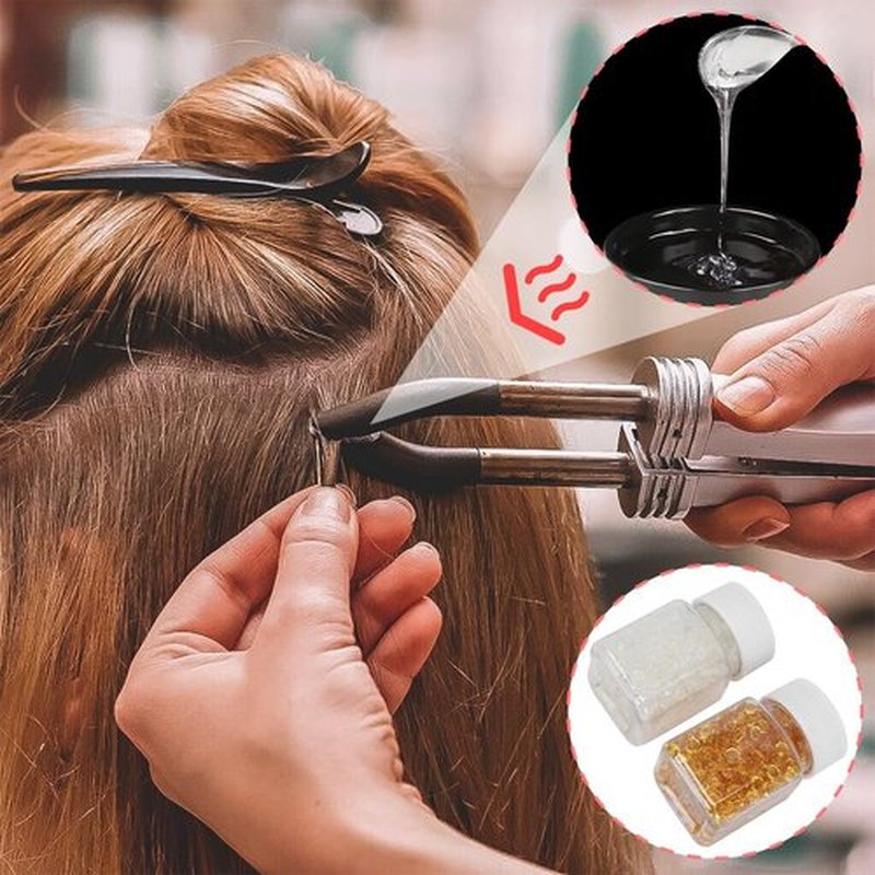 Lwuey Keratin Glue, Transparent Fusion Keratin Glue Pellets Granules Beads Hot Fusions Extensions Strong Adhesion Washes Out Easily DIY Accessories Tool for Making Wig Nail Tip Hair Design 2PCS(50g)