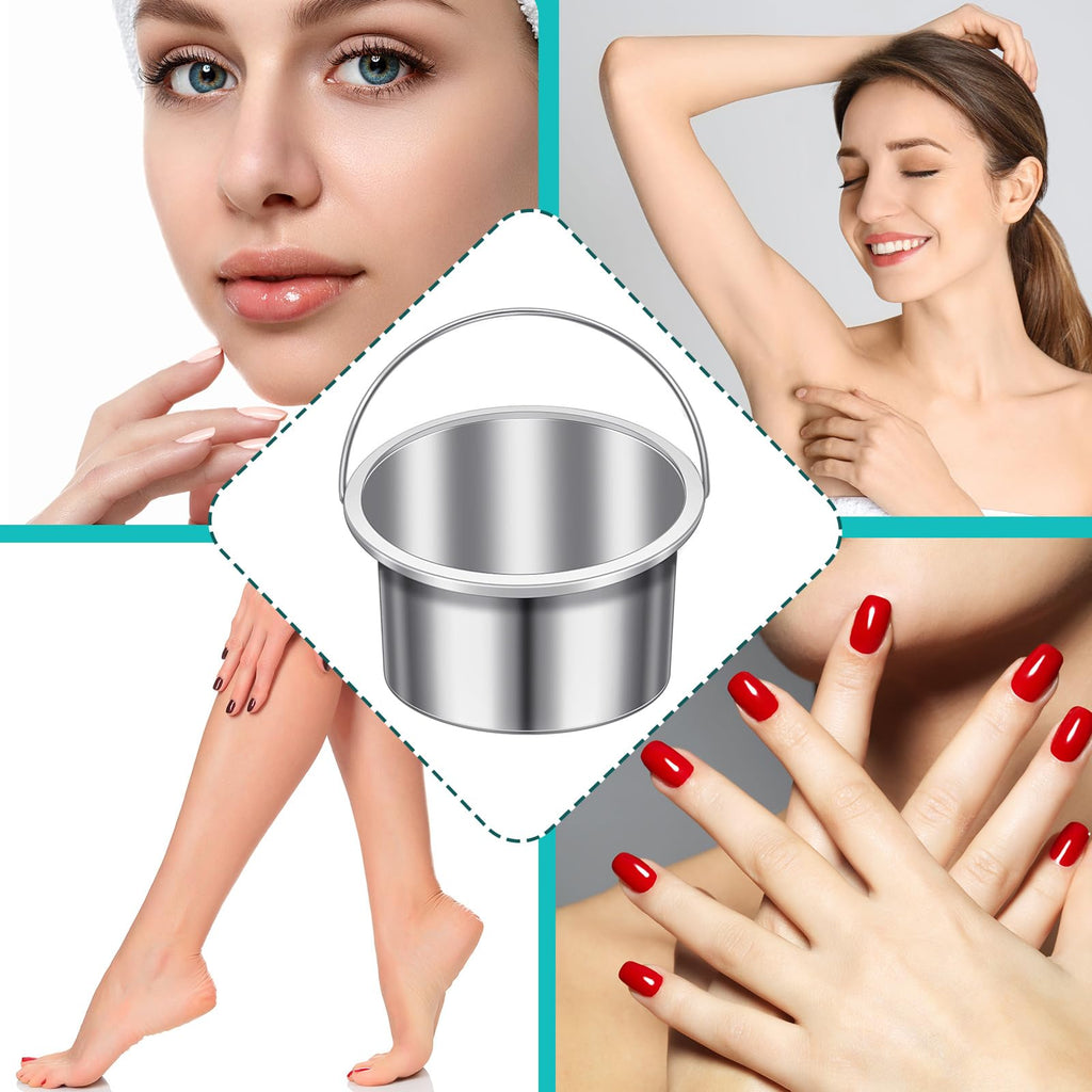BBTO 1 Pcs Wax Pot Wax Melt Warmer Replacement Inner Pot Liner 14oz Metal Tin 4'' Portable Hair Removal Waxing Bowl Container for 500 ml Hair Removal Machine