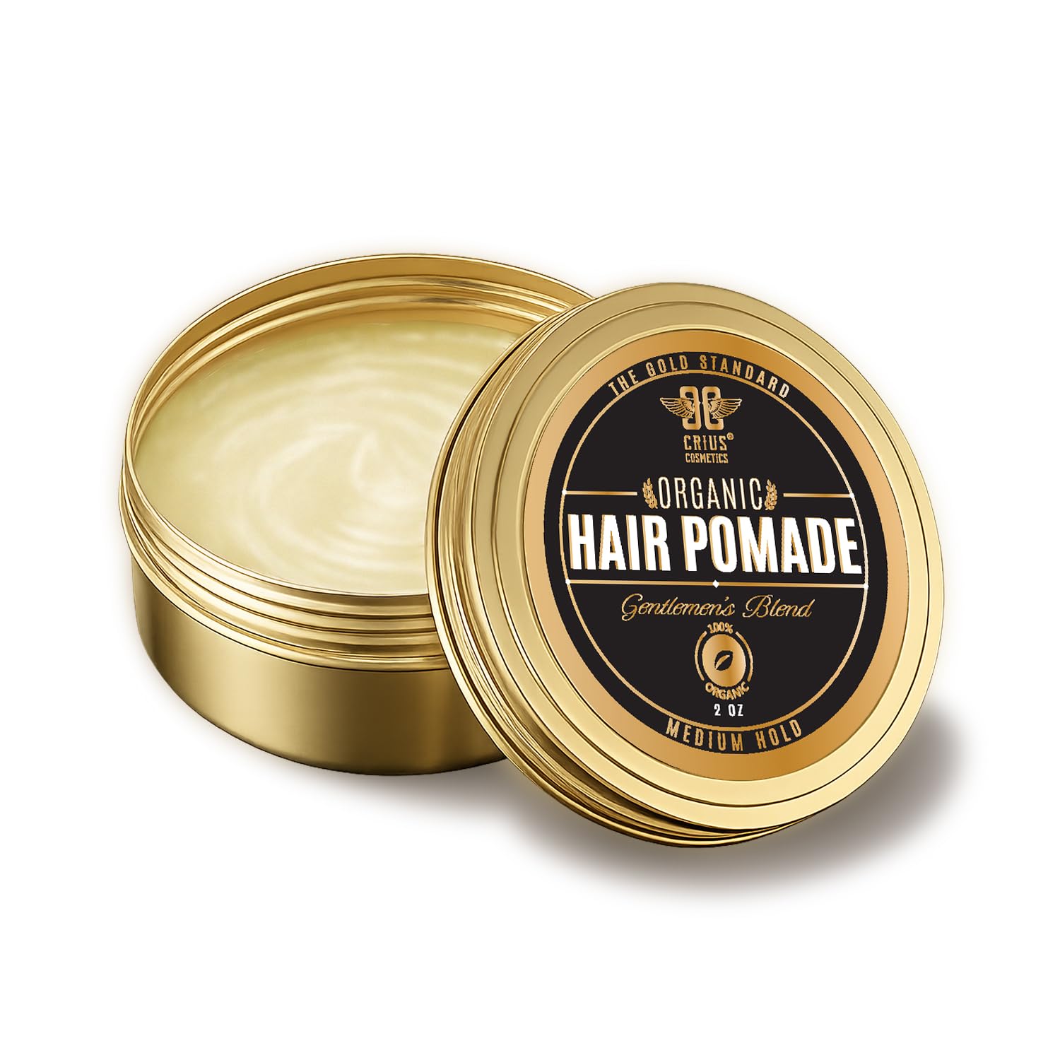 CRIUS COSMETICS Hair Pomade for Men - Certified Organic Pomade with Vegan Ingredients (Chronos And Creed), Natural Hair Balm for Strong Hold & Scalp Care (2 Fl Oz)