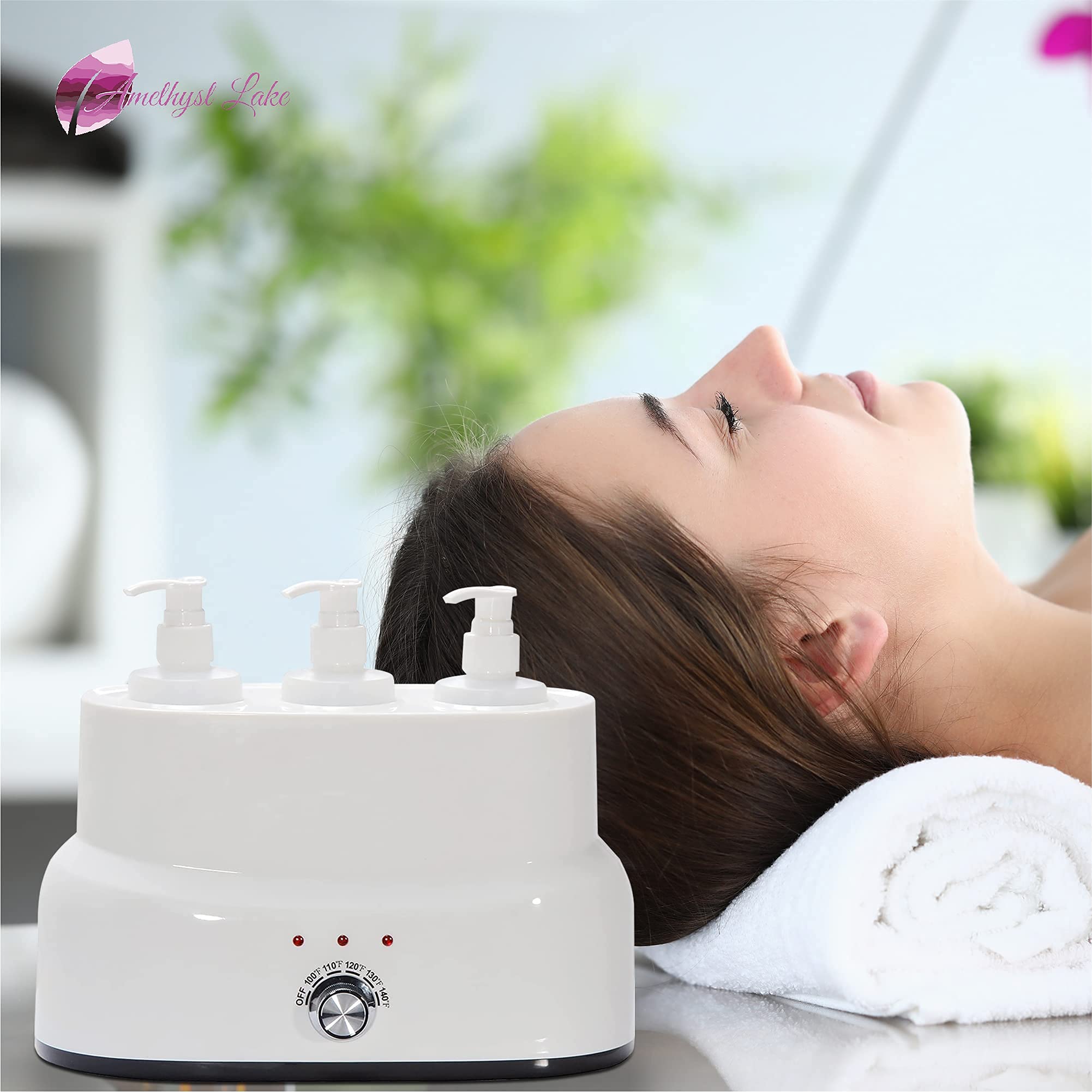 AMETHYST LAKE Oil Warmer Dispenser, Plug-in Electric Warmer Oil Dispenser, 3-Bottles Lotion Warmer, Message Oil Heater for Home & Professional Spa Supplies.