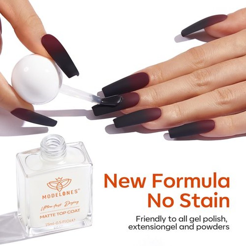 Modelones Matte Top Coat Nail Polish - Quick Dry, Long Lasting, Salon Quality | 0.5 Fl Oz