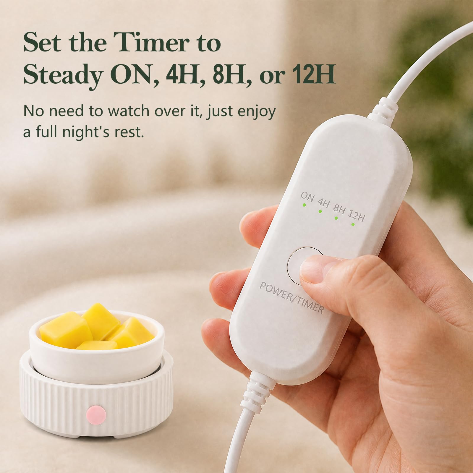 Wax Melt Warmer with 4 Timer & PTC Heating- Ceramic Fragrance 3-in-1 Oil Burner Electric Candle Wax Melter for Home Office Bedroom Fragrance, Home Décor Choice