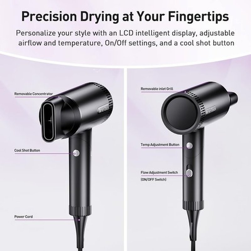 Skiennix Hair Dryer - High-Speed Ionic Blow Dryer with 1600 Watt Motor | Lightweight & Foldable for Travel