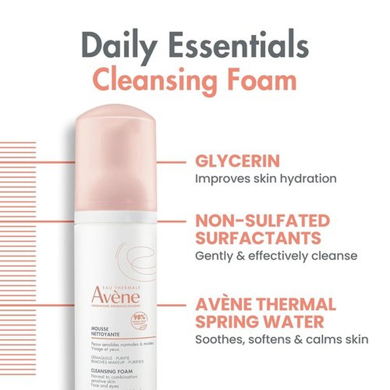 Avène Cleansing Foam - Gentle Face Wash for All Skin Types | 5.07 oz