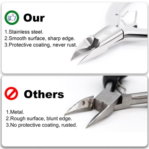 Moosec Toenail Clippers for Ingrown and Thick Toenails with Safety Lock Comfortble Wooden Handle Sturdy Toenail Clippers