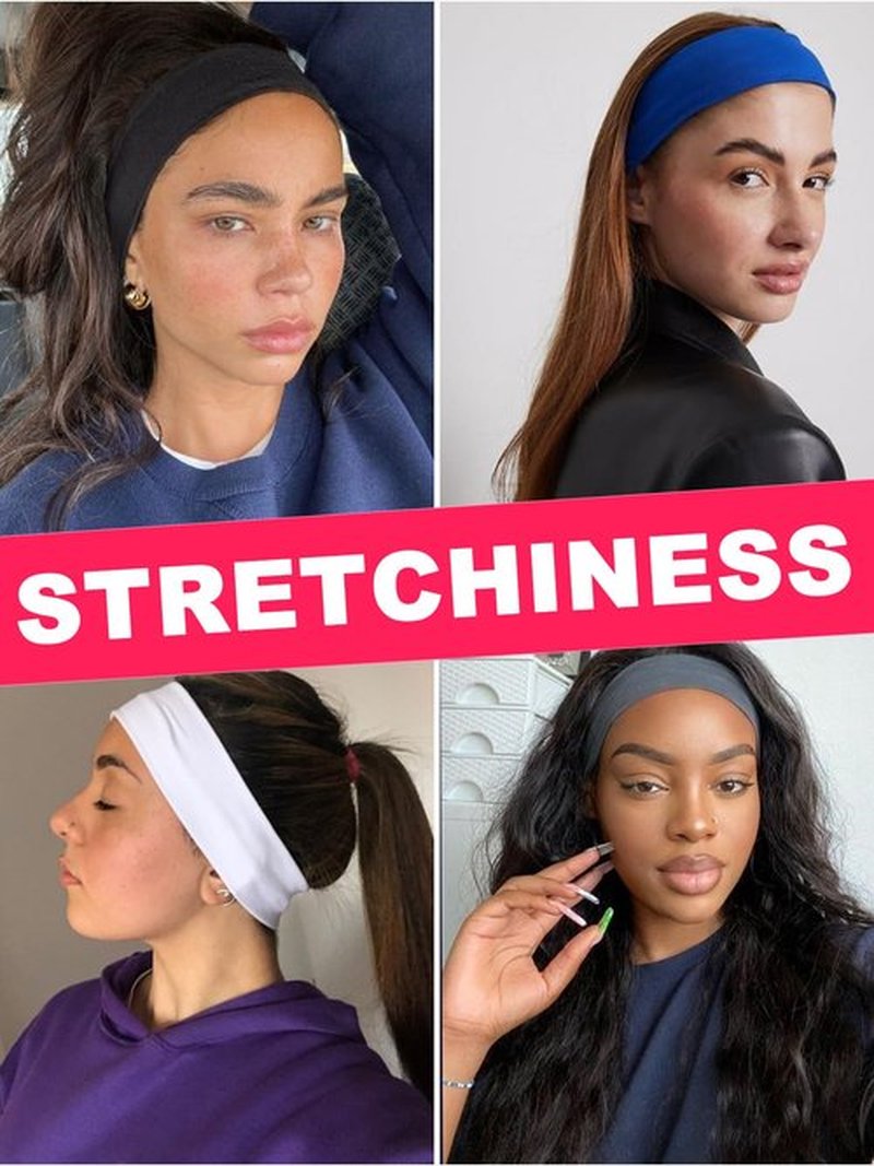 DRESHOW 8 Pack Sports Headbands for Women Non-Slip Stretchy Fashion HairBand Curly Hair Headband Soft Hair Accessories for Daily Wear Workout Yoga Running