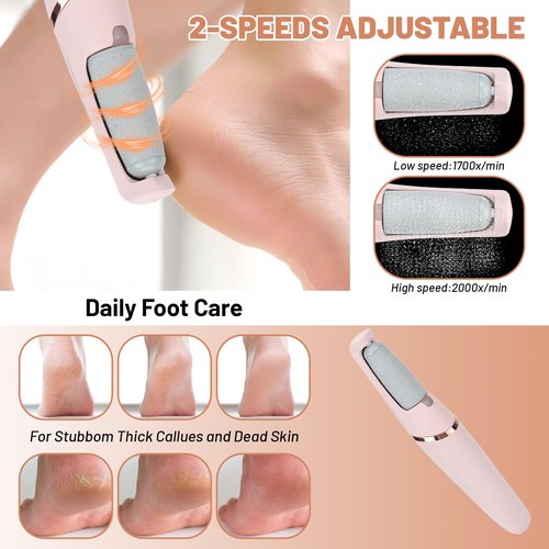 Electric Foot Callus Remover, Electric Callus Remover Professional Pedicure Tool, Rechargeable Foot Pedicure Kits for Dry, Dead, Cracked, Hard Skin, Men, Women, Dead Cracked Hard Skin Calluses