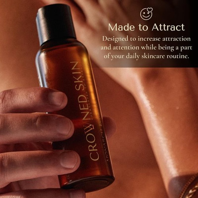Crowned Skin Monarch Body Oil Cologne for Men | Spicy & Bold | New Moisturizing Formula Scented with White Musk & Cedarwood | Infused with Natural Jojoba & Grapeseed Oil | All-Day Fragrance | 4oz