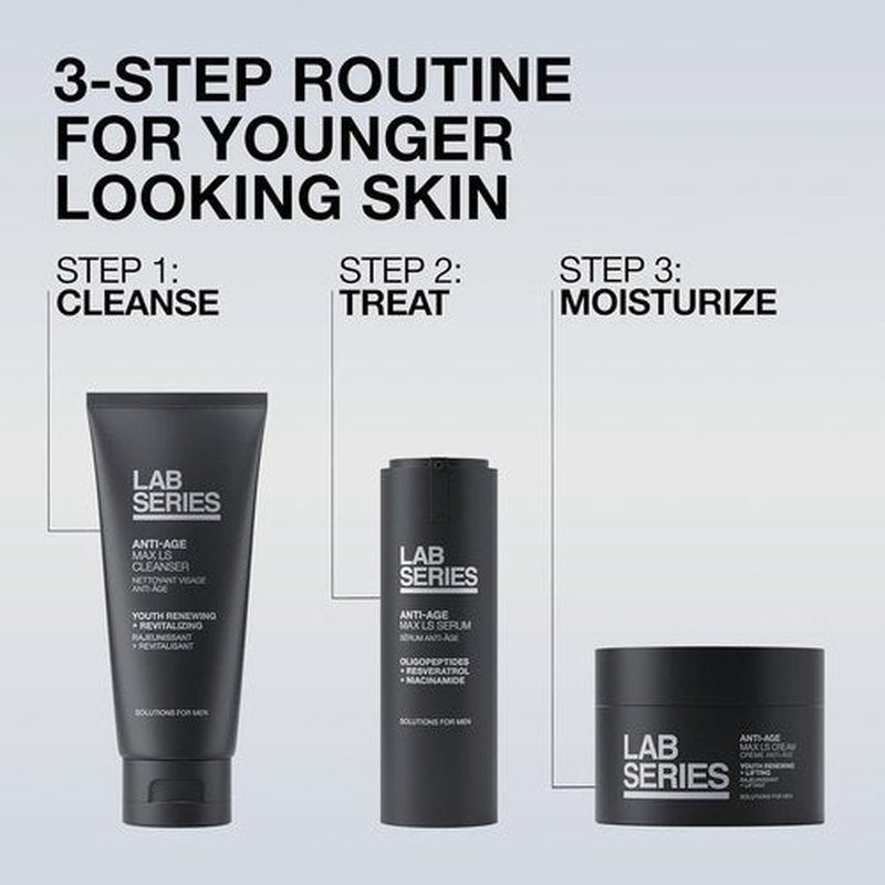 Lab Series Men's Max LS Anti-Age Cleanser - Foaming Face Wash for Youthful Skin - 3.4 fl oz