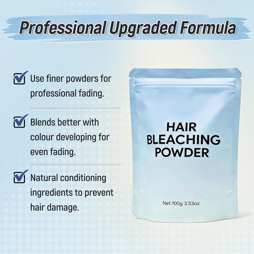 Professional Hair Bleach Powder by [Brand Name] - Strong & Gentle Lightening for Up to 8 Levels of Lift | 100g/3.53oz