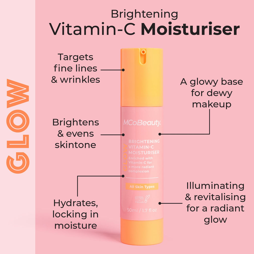 MCoBeauty - Glow Brightening Vitamin C Facial Moisturizer - Hydrating Face Cream with Ferulic Acid for Radiant, Energised & Dewy Skin - Contains Ferulic Acid, Crema Hidratante Para La Cara
