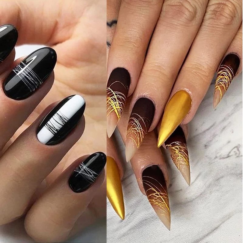 Vonrui White Black Spider Gel Nail Polish Set Art UV Led Professional Nail Gel Paint for Nails Art UV Color Embossing Pull Wire Spider Gel for Nails