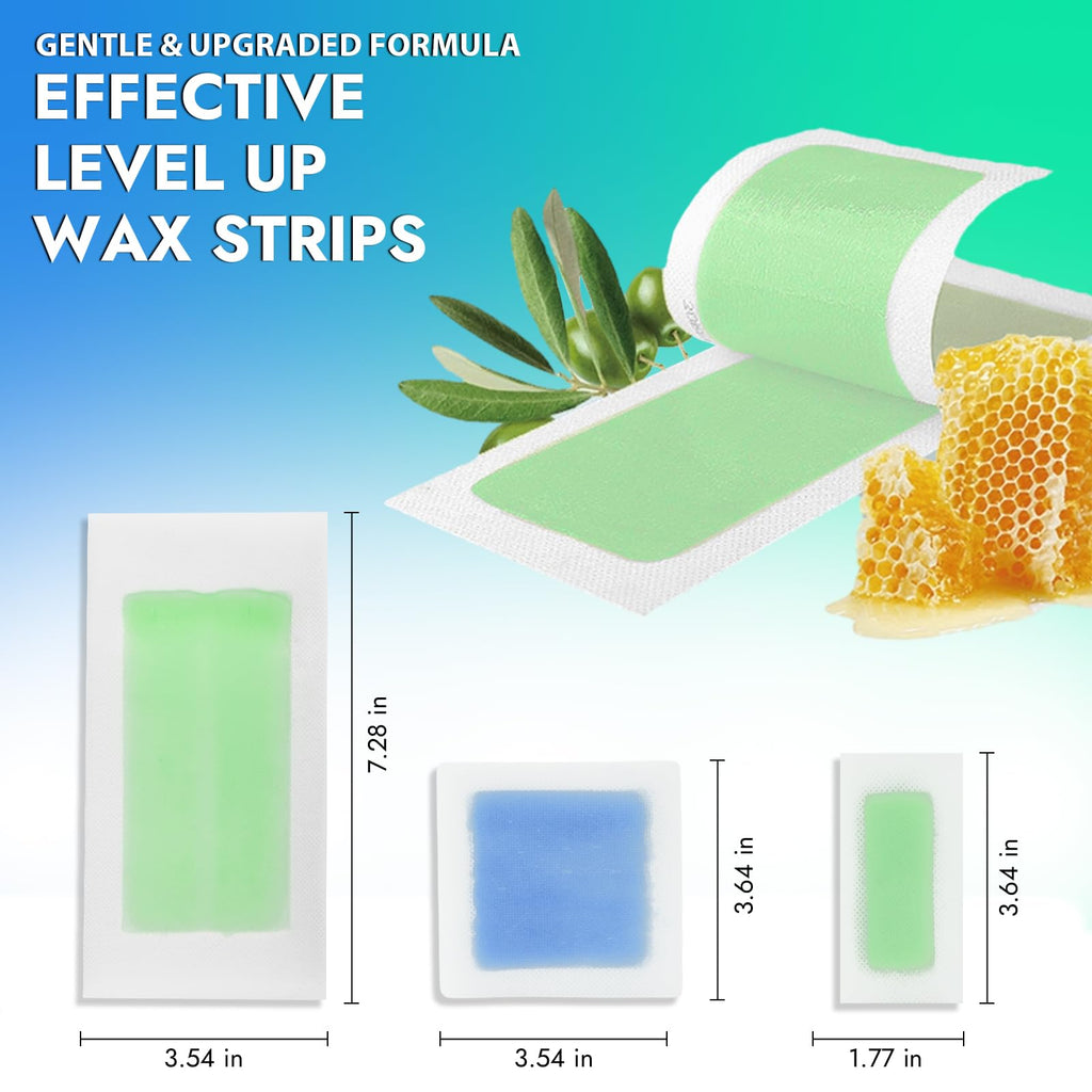 Waxkiss Wax Strips Kit for Women Men 70 Counts 3 Sizes & 12 Pcs Prewax and Afterwax Wipes Ready-to-use Waxing Strip Kit for Hair Removal Home Waxing Kit