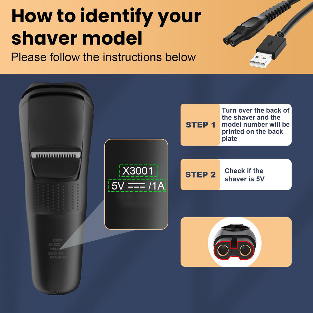 BENSN 5V Replacement Charger Compatible with Philips Norelco Shavers, Charging Cord for Series 2000 3000 5000 7000 9000 Wet & Dry Electric Razors