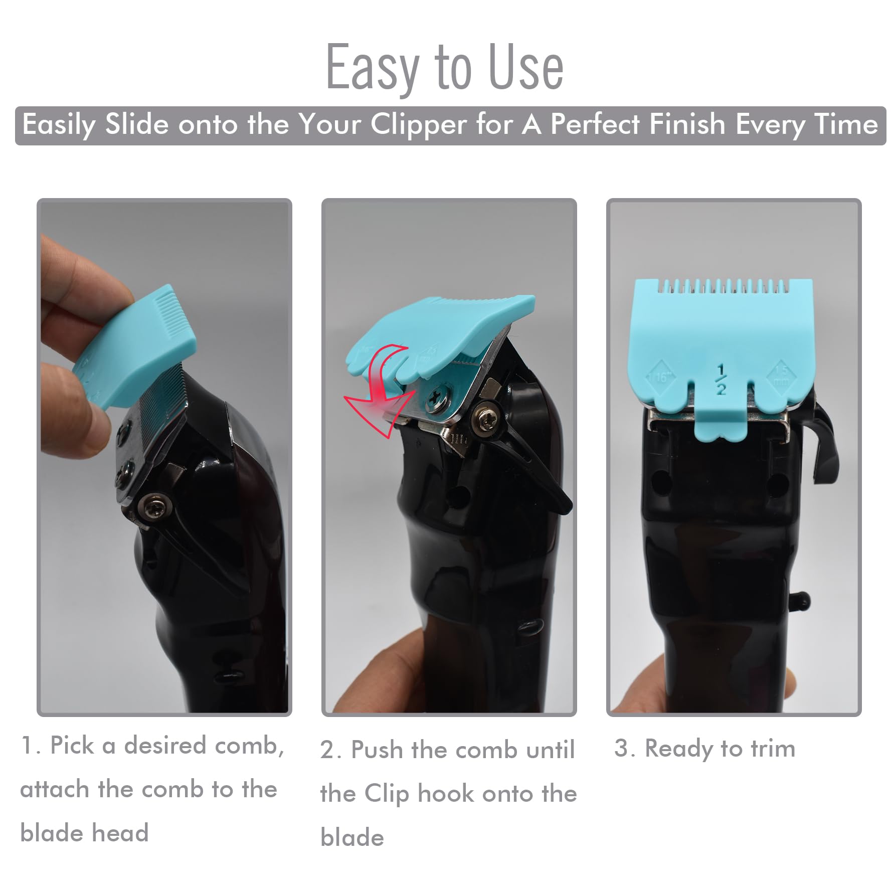 2 Pieces Professional Hair Clipper Attachment Guard Guide Combs, 1/16", 1/8", 1.5MM, 3MM Compatible with Wahl Standard Full-Sizes Magic Clip Senior 8148 1919 Hair Clippers (Multi-Color)