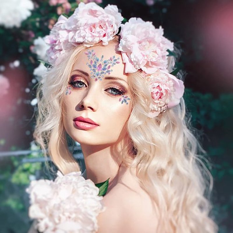 Lusy DM 12 Sets Face Gems Mermaid Face Jewels Rhinestone Rave Face Gems Temporary Tattoos Crystal Face Jewels Stickers for Race Carnival Festival Party