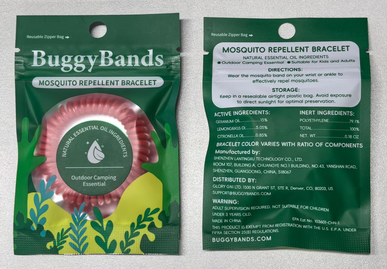 BuggyBands 48 Pack Mosquito Bracelets, Mosquito Bands for Adults and Kids with Individually Wrapped & DEET Free, Natural and Waterproof Wristbands Citronella Bracelets for Camping Hiking