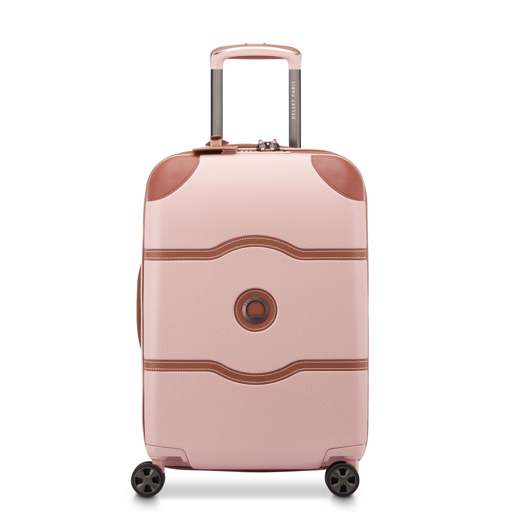 DELSEY PARIS Chatelet Air 2.0 Carry-On Plus Suitcase 20 Inch, Hardside Polycarbonate Luggage, Dual-Density Spinner Wheels, TSA Lock, USB Port, Blush Pink
