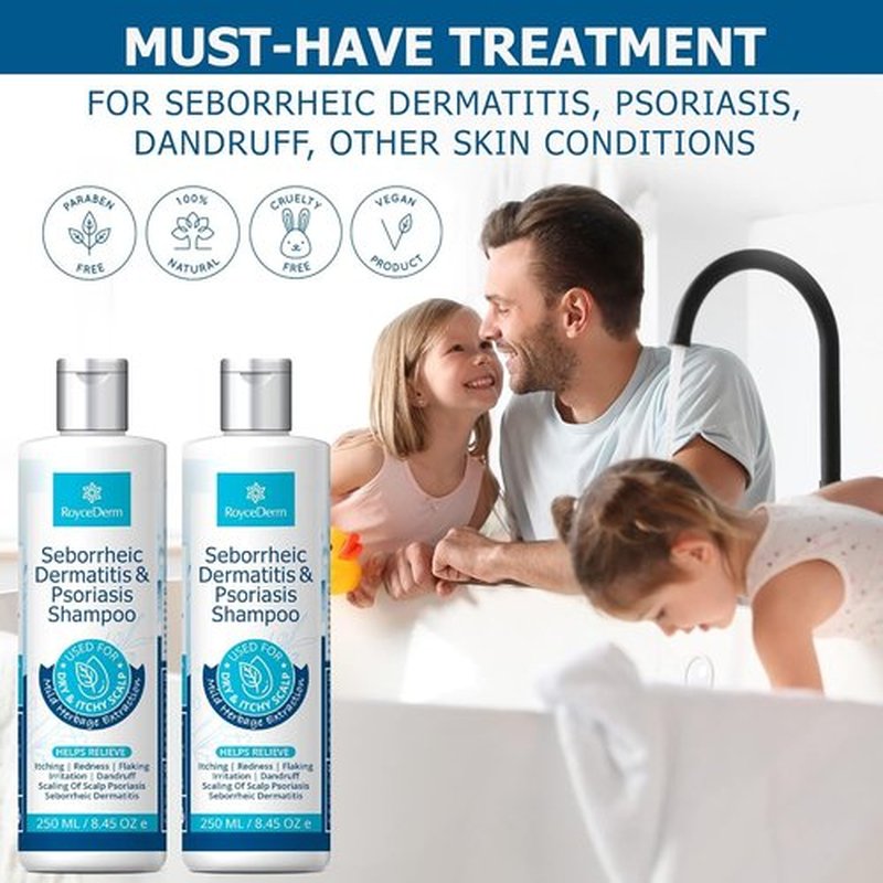 Roycederm Seborrheic Dermatitis & Psoriasis Shampoo - Relieves Itching, Flaking & Scaling for Dry Scalp