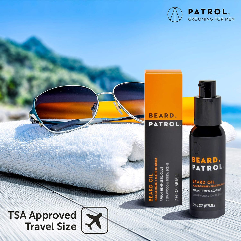 Beard Patrol Men's Beard Oil - Softens, Smooths & Strengthens Beard Growth – Grooming Beard and Mustache Maintenance Treatment - Cedarwood & Tonka - Pack of 3