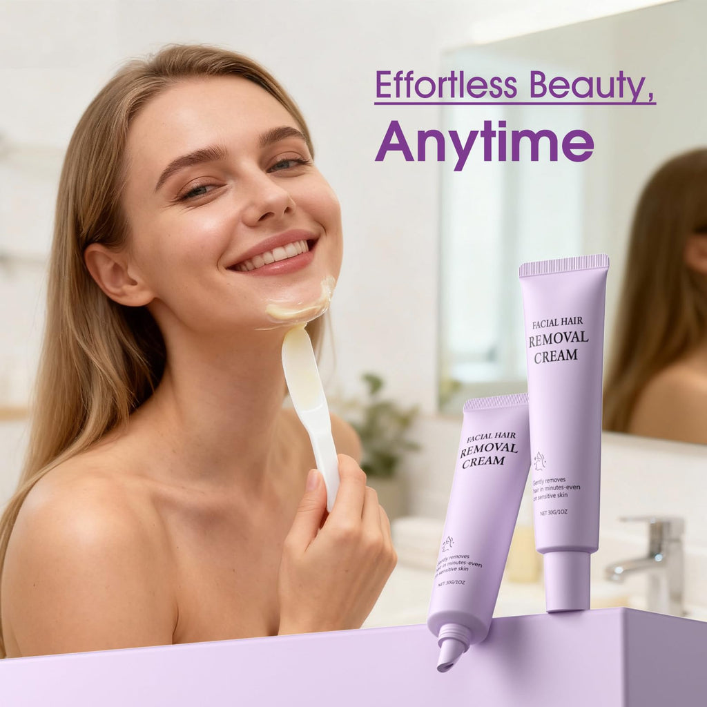 Facial Hair Removal Cream for Women, Gentle Face Hair Removal Cream for Sensitive Skin, Depilatory Creams for Face Chin Upper Lip for Smooth Soft Skin, Grooming Routine, 1.01 fl oz