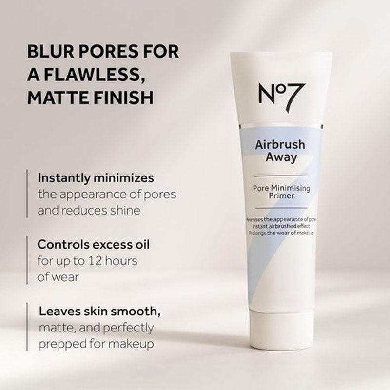 No7 Airbrush Away Pore Minimizing Facial Primer - Lightweight Matte Formula for Oily Skin (30ml)