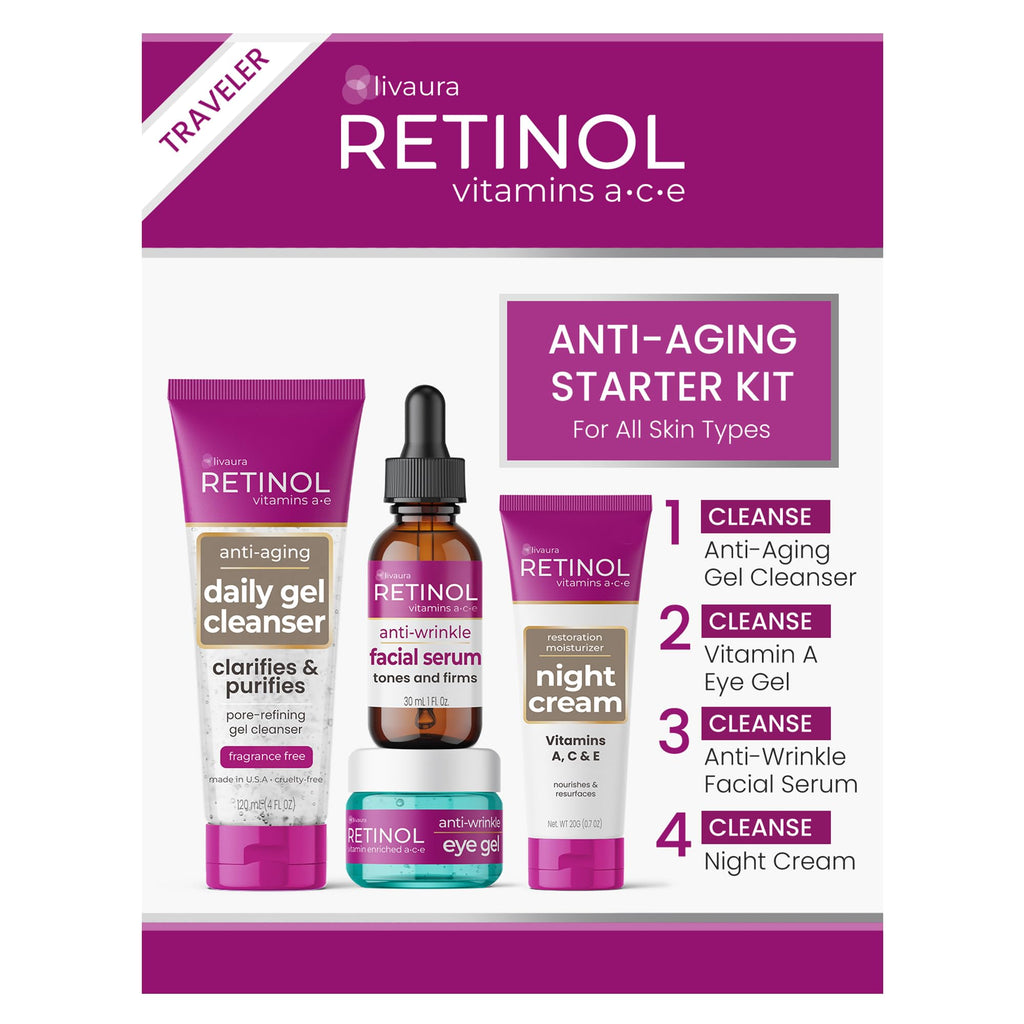 LIVAURA Retinol Skin Care Set for Women - Anti-Aging Cleanser & Serum Kit