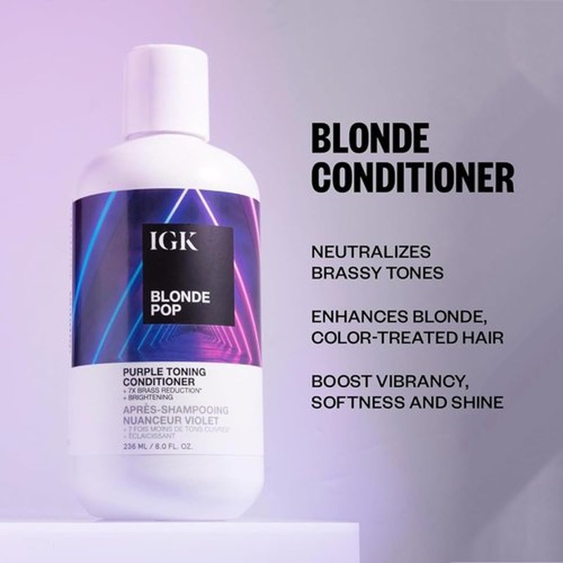 IGK BLONDE POP Purple Toning Conditioner - Brighten & Neutralize Brass | Vegan & Cruelty-Free