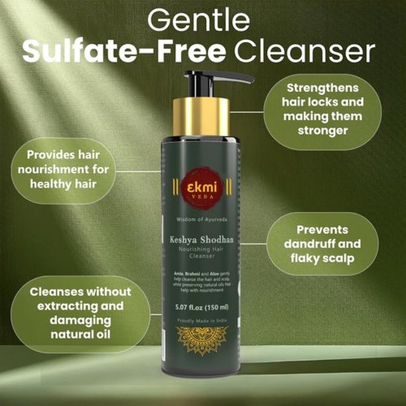 EKMIVEDA Ayurvedic Hair Growth Sulfate Free Shampoo With Reetha, Shikakai, Bhringraj, Amla For Hair Loss Control. Hair Regrowth Treatment For Women & Men. Hair Thickening Rosemary Shampoo, 5.07 Fl Oz