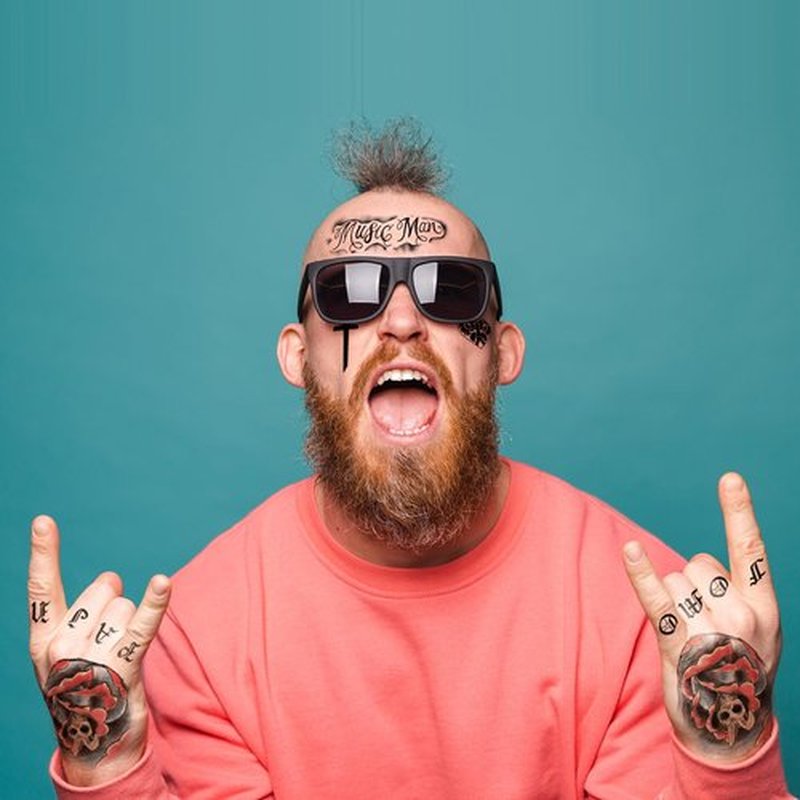 4 Sheets Cosplay Hip-Hop Temporary Face and Body Tattoos – Rapper-Inspired Fake Tattoo Stickers for Men, Women and Kids – Realistic Waterproof Tattoos for Cosplay, Halloween, Parties