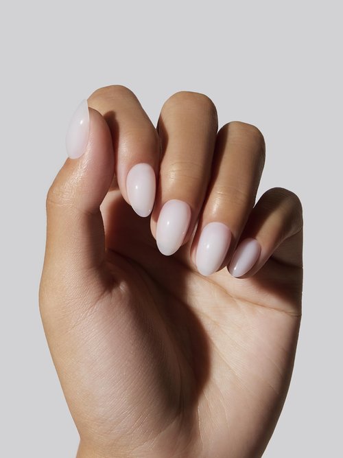 Celebritips Press On Nails - Salon U-ltimate™ | Sheer Milk, Extra Short Almond Nails, Reusable | 16 sizes - 32 Nails Kit with Glue and Sticky Tabs