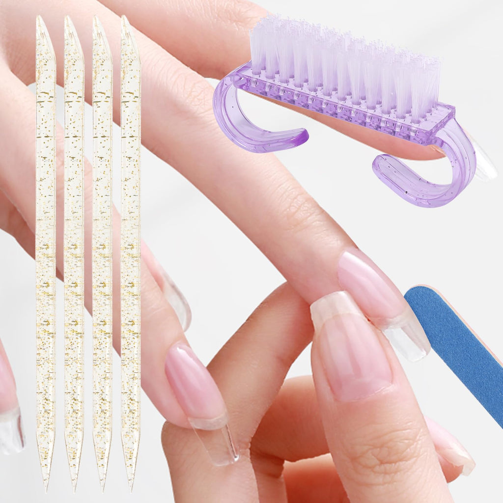 152pcs Nail Care Kit,100pcs Nail Files,50pcs Nail Care Sticks, Cuticle Manicure and Pedicure Stick,2pcs Handle Grip Nail Brush Manicure and Pedicure Tools Kit(Gold+Purple )