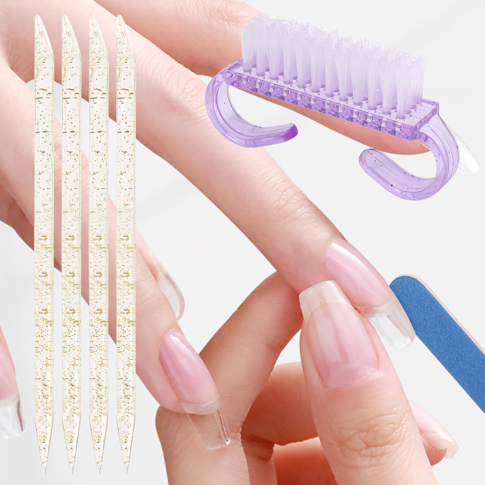 152pcs Nail Care Kit,100pcs Nail Files,50pcs Nail Care Sticks, Cuticle Manicure and Pedicure Stick,2pcs Handle Grip Nail Brush Manicure and Pedicure Tools Kit(Gold+Purple )